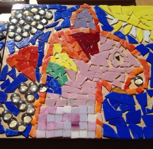 Grouting is the next step in this mosaic.